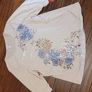 Bon Worth petite large tan t-shirt with sequins